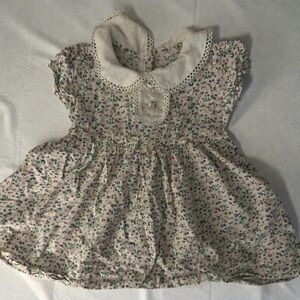 Floral Girls Dress with Lace Collar
